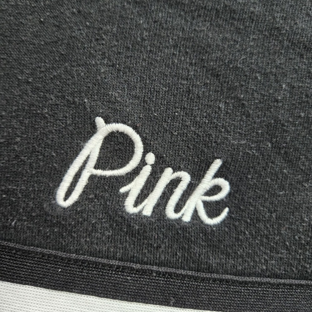 Victoria's Secret PINK Women Hoodie M Black Embroidery LOVE Zipper - Picture 4 of 10